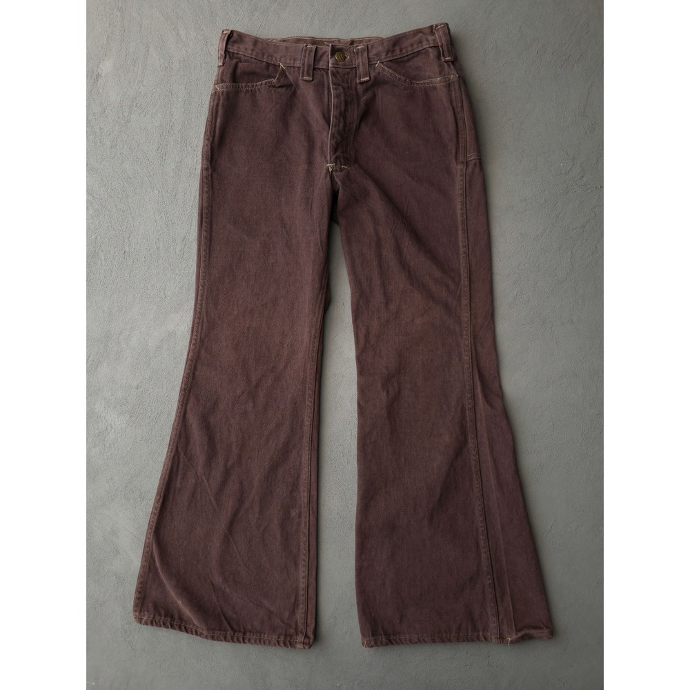 Vintage 70s Lee Brown Moleskin Flare Pants Made in USA Broken Zipper